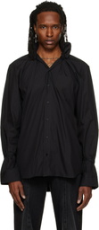 ALAINPAUL Black Elasticated Collar Shirt