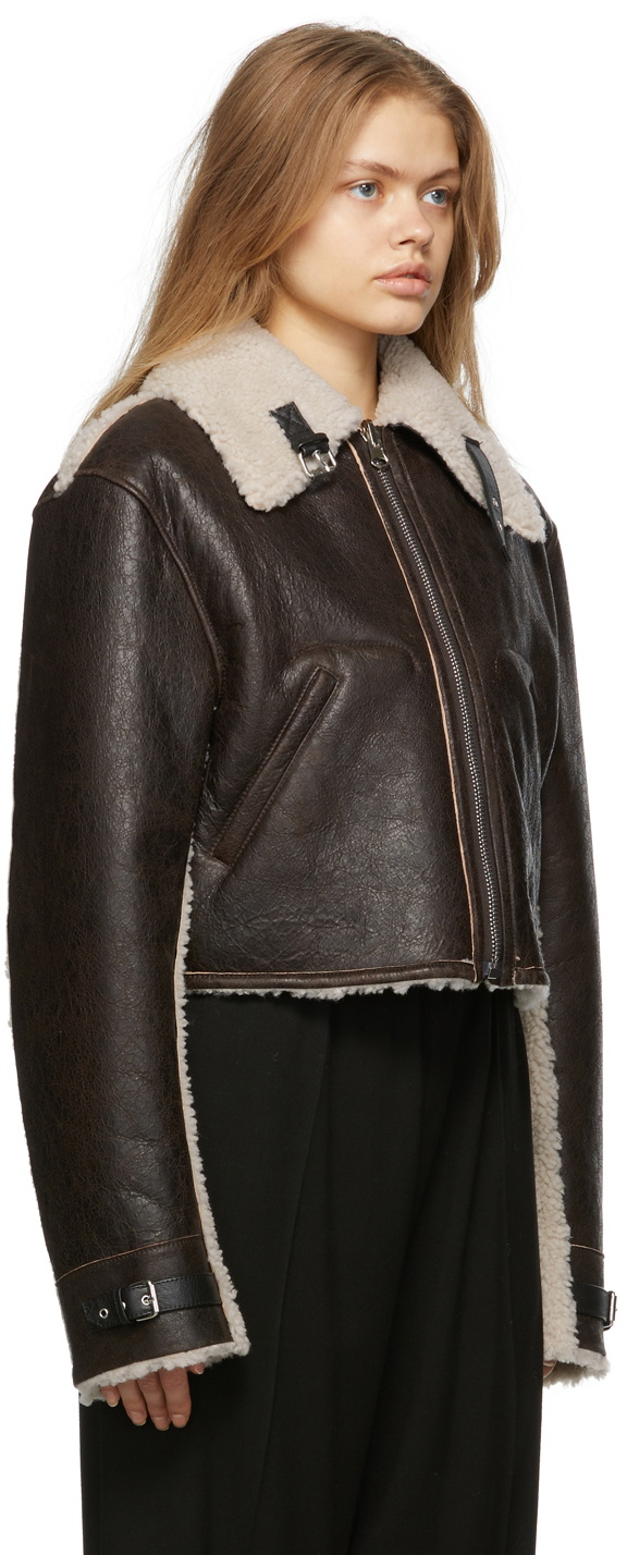 MM6 Maison Margiela Reversible Brown Shearling Leather Jacket MM6 ...
