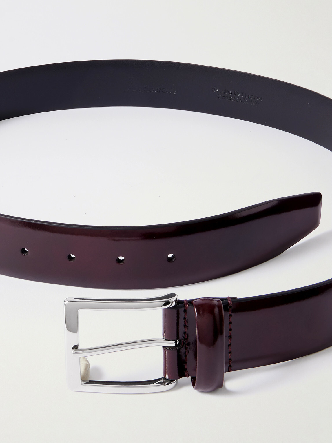 Anderson's - 4cm Glossed-Leather Belt - Burgundy