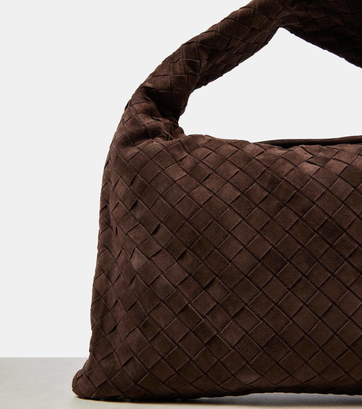 ハンドバッグ Bottega Veneta Brown Suede Small Hop Shoulde Bottega Veneta Hop Intrecciato Small suede tote bag Bottega