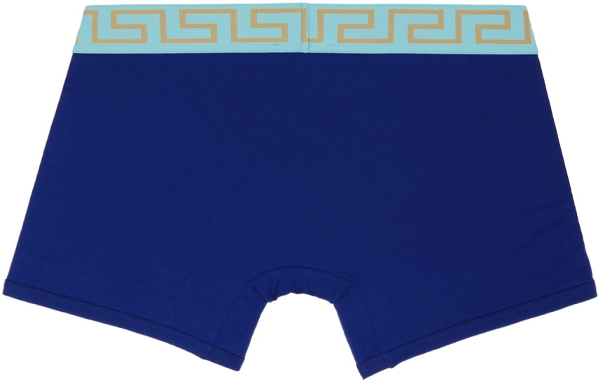 Versace Underwear Blue Greca Border Boxer Briefs Versace Underwear