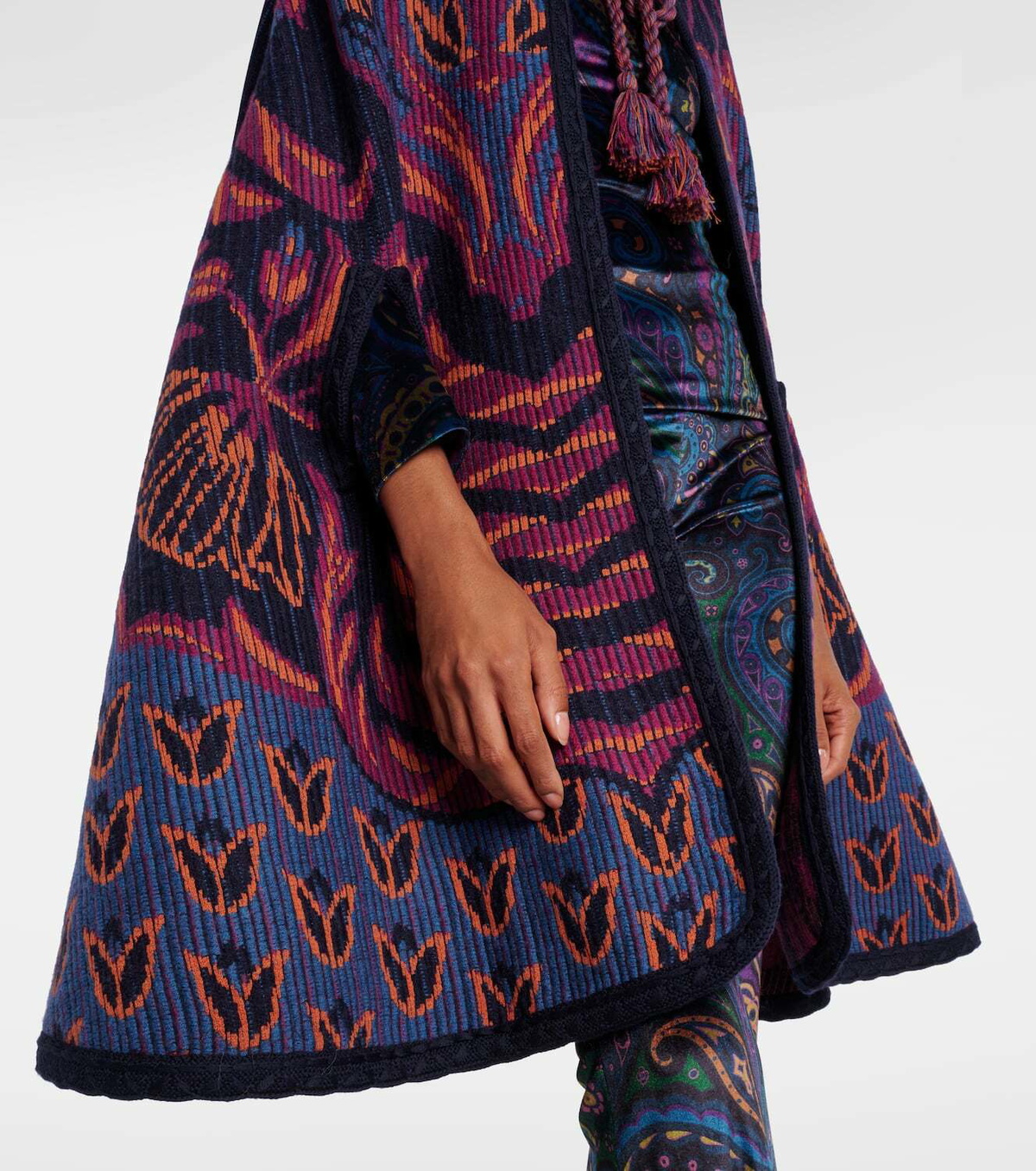 Etro Jacquard wool and cotton-blend cape
