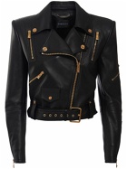 VERSACE - Belted Leather Zip-up Biker Jacket