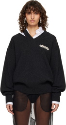 Simone Rocha Gray Merino Seam Bite Sweater