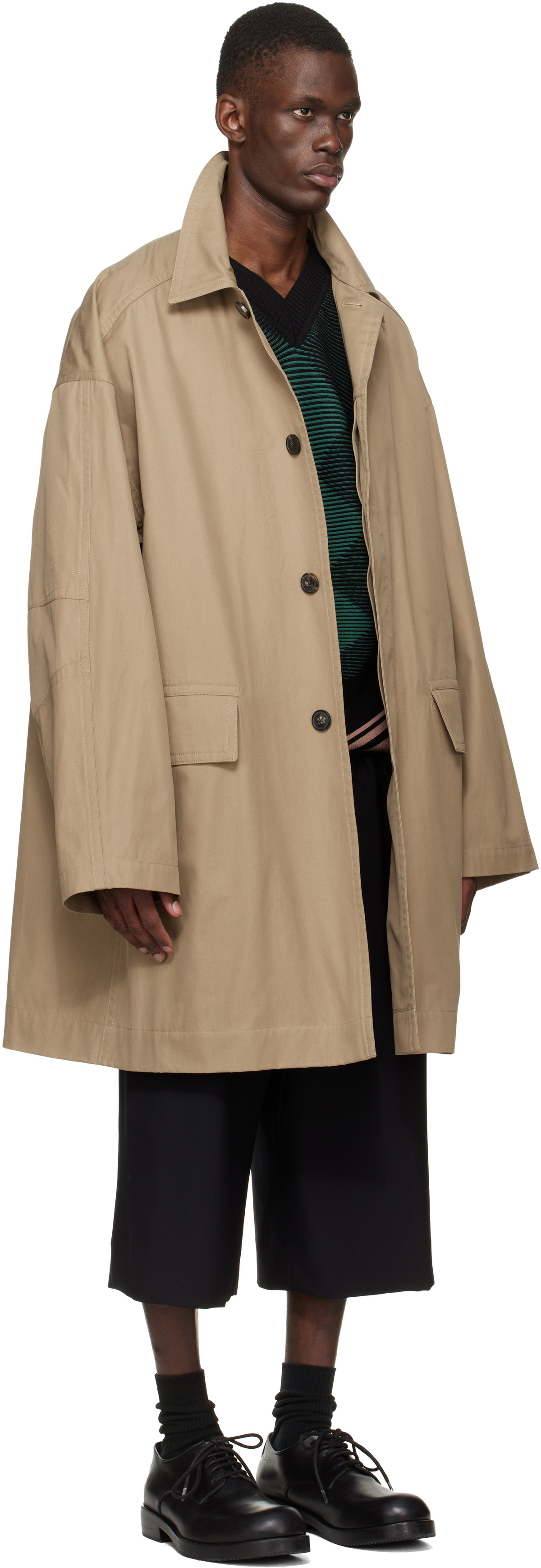 Dries Van Noten Beige Loose Cotton Mac Coat