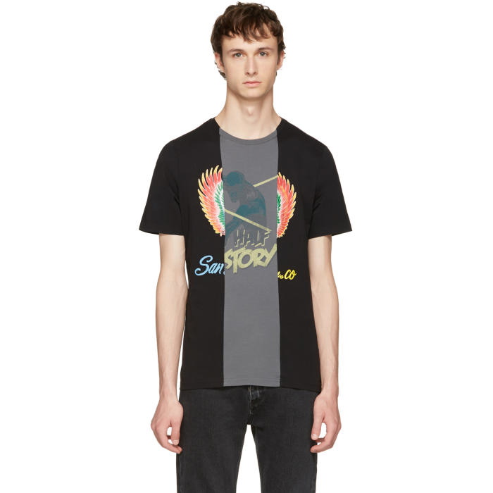 Photo: Maison Margiela Black Multi Graphic Slim T-Shirt