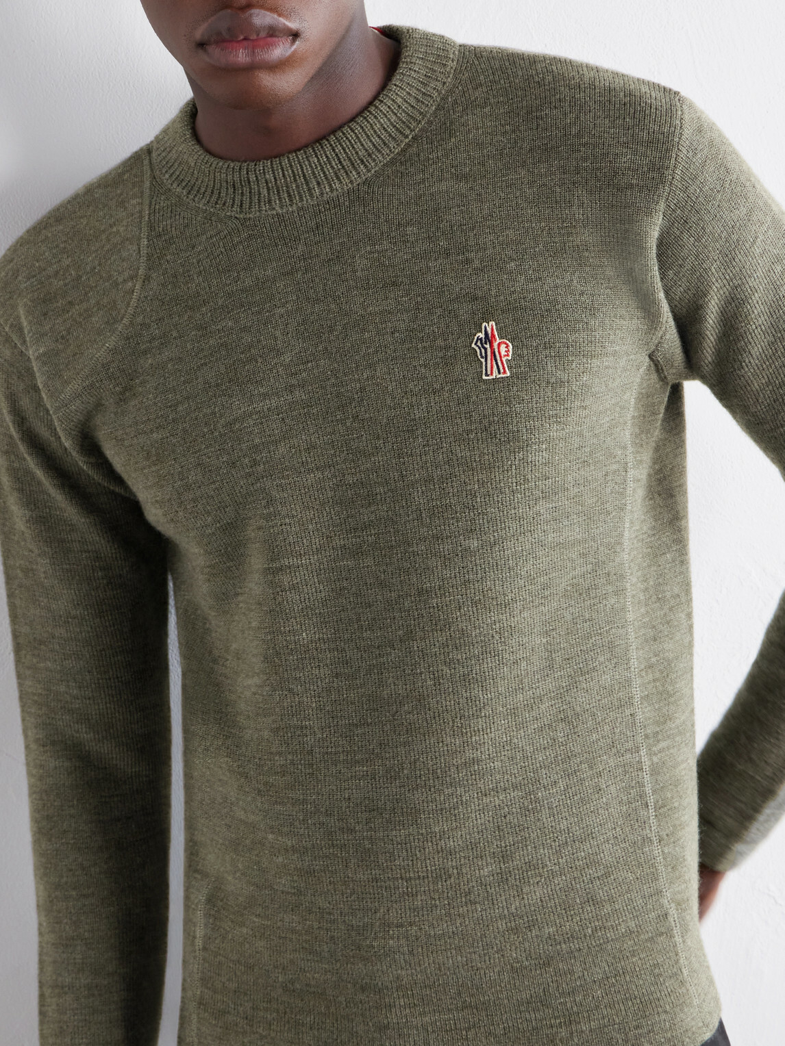 Moncler Grenoble - Logo-Appliquéd Virgin Wool-Blend Base Layer - Green