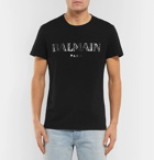 Balmain - Slim-Fit Metallic Logo-Print Cotton-Jersey T-Shirt - Men - Black