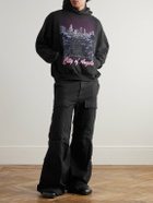Balenciaga - Printed Cotton-Jersey Hoodie - Black