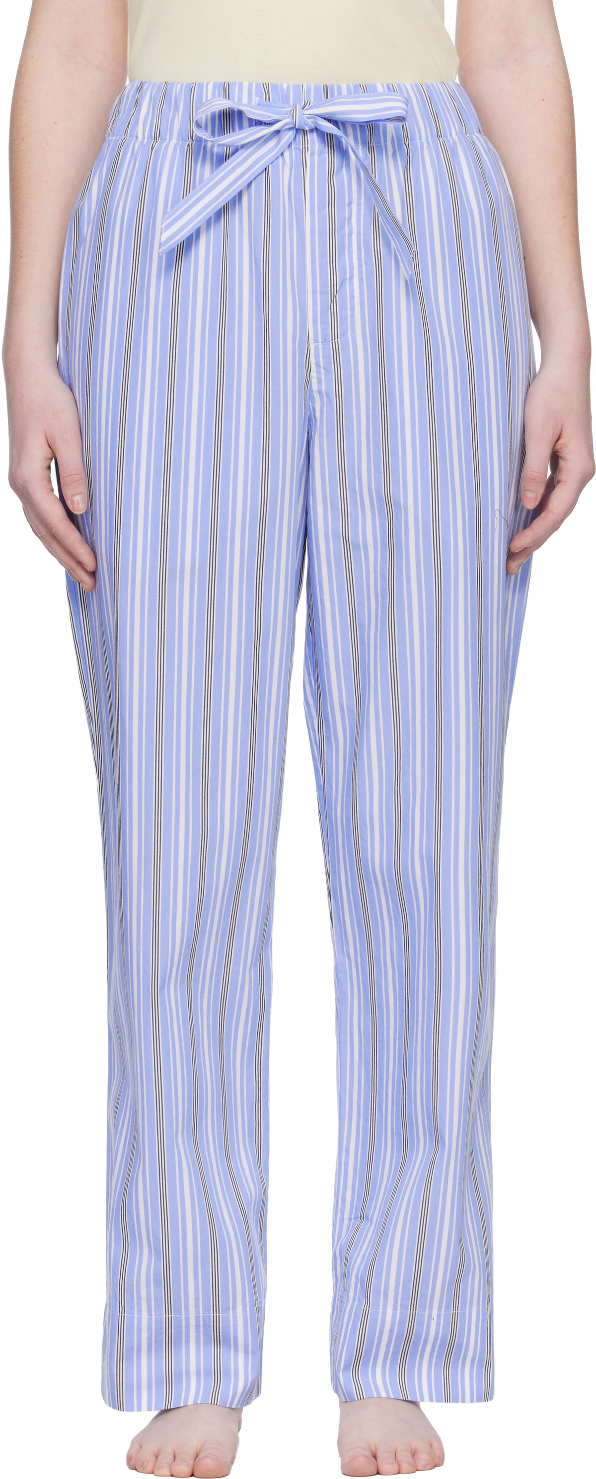Tekla Blue & White Poplin Pyjama Pants