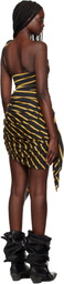 VAQUERA Black & Yellow Striped Rose Minidress