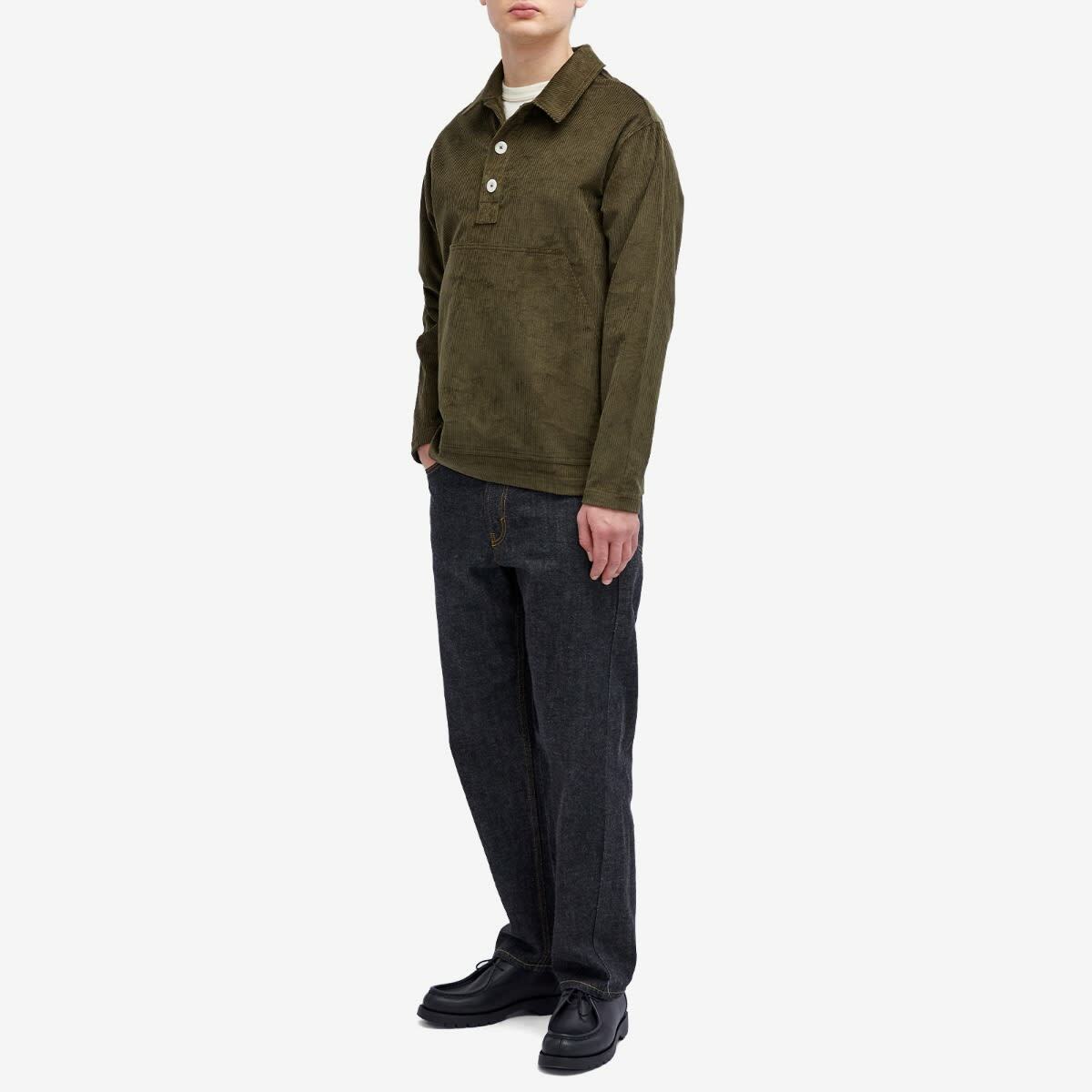 Café Mountain Men's Cord Leisure Popover Jacket in Moss Green