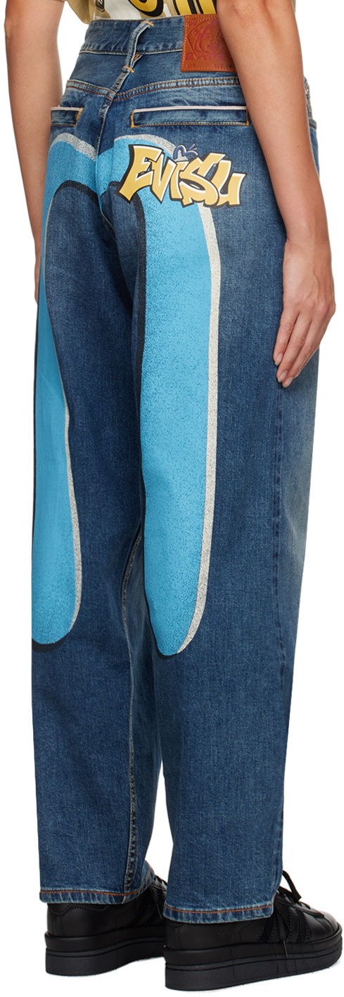 Evisu Indigo Graffiti Daicock Jeans