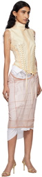 Dilara Findikoglu White & Beige Loner At The Football Match Midi Skirt