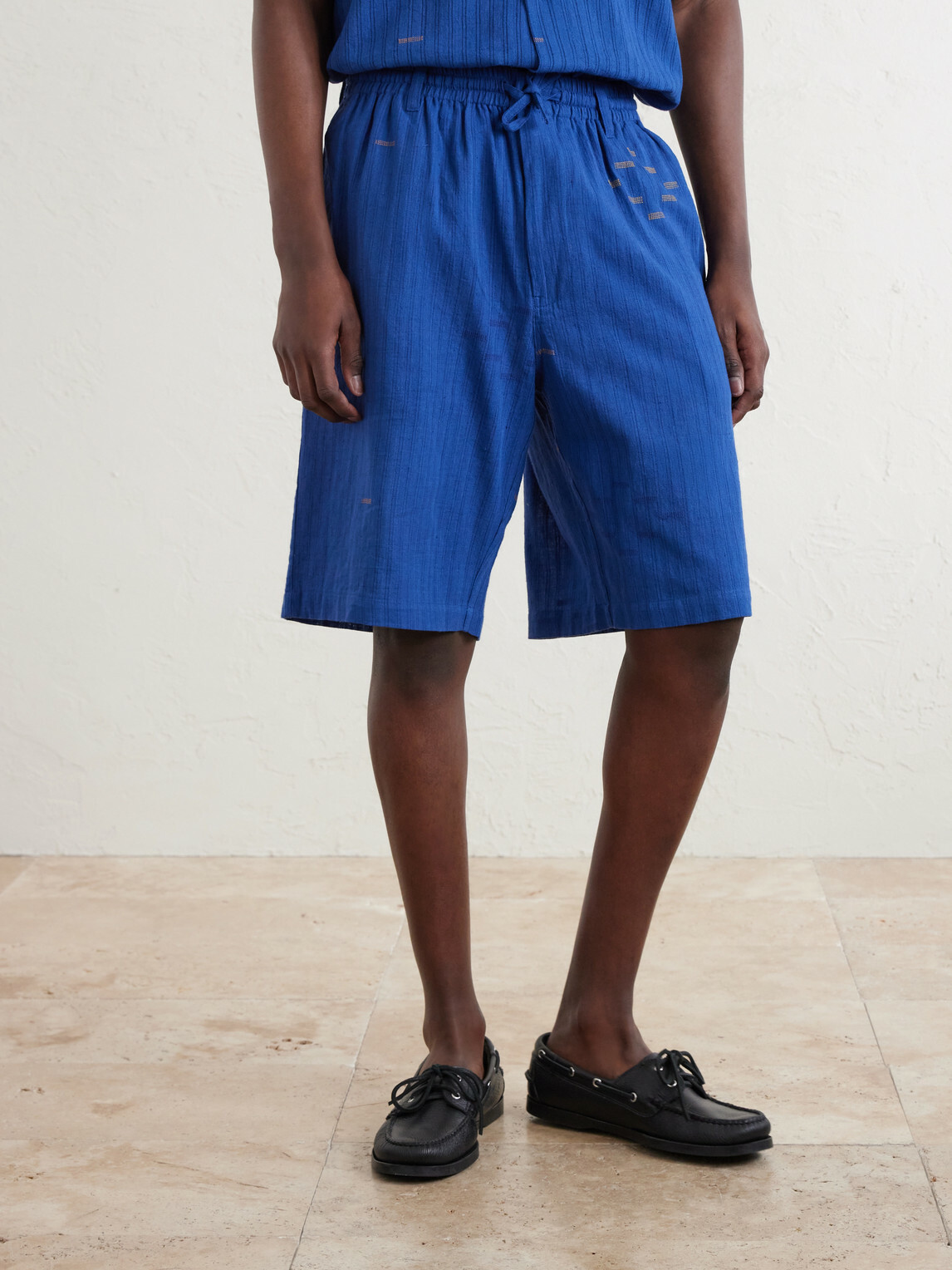 Kardo - Milo Straight-Leg Cotton Drawstring Shorts - Blue