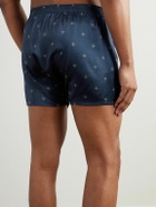 Derek Rose - Brindisi Printed Silk-Satin Boxer Shorts - Blue