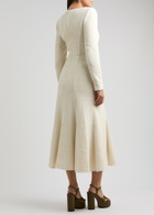 Roland Mouret Tweed Midi Dress Cream
