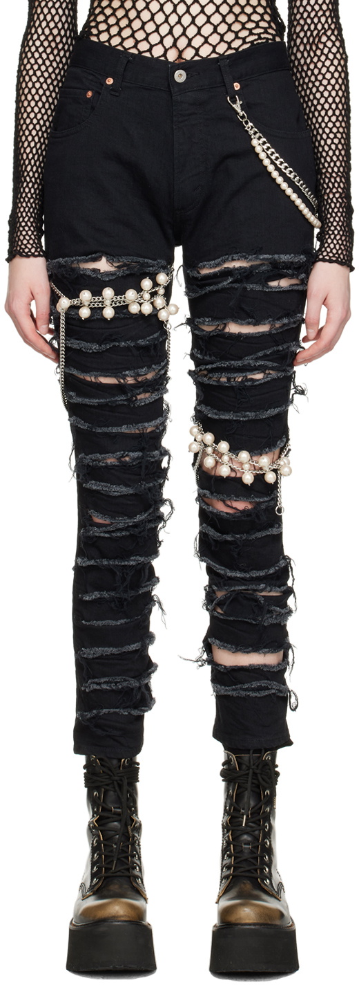 Junya Watanabe Black Distressed Jeans