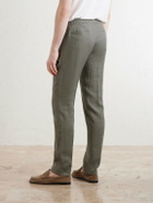 Kiton - Tapered Linen Trousers - Green