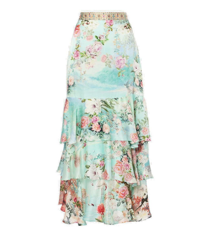 Photo: Camilla Ruffled tiered silk maxi skirt