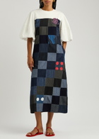 Lovebirds Checked Cotton Midi Dress Blue