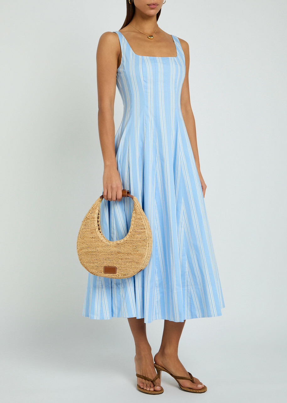 Staud Leather-trim Raffia Shoulder bag - Natural - One Size