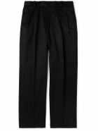 Wacko Maria - Straight-Leg Pleated Cotton-Twill Trousers - Black