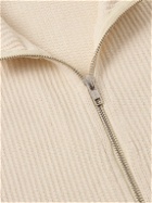 mfpen - Leisure Ribbed Waffle-Knit Organic Cotton Zip-Up Sweater - Neutrals