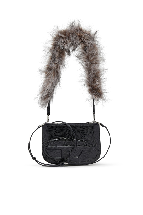 Photo: Diesel 1DR Twin-Double-pouch shoulder bag in embossed leather - Shoulder Bags Womens in Black