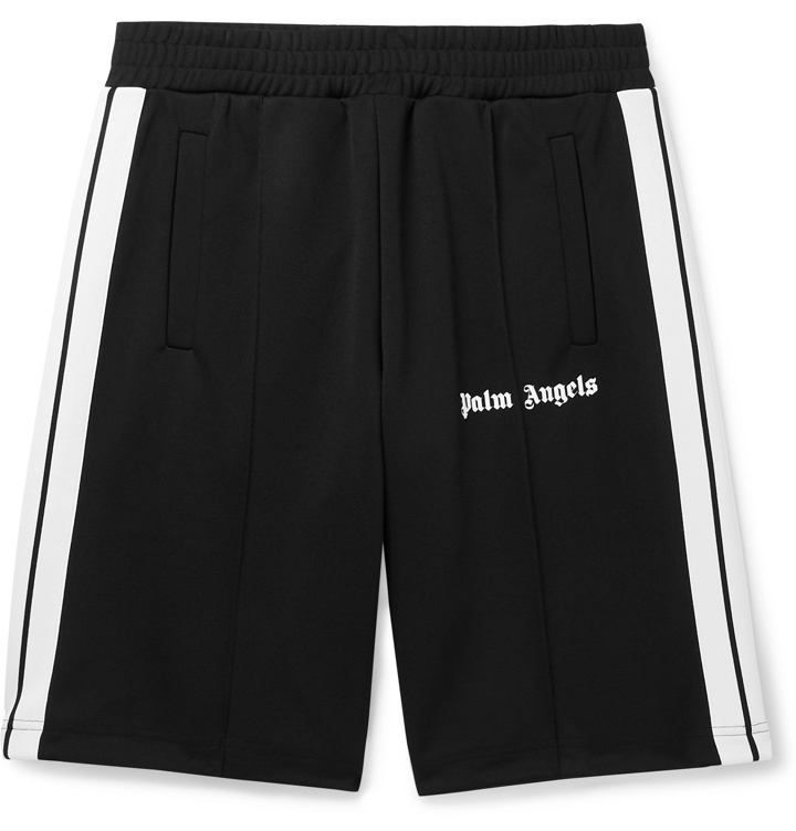Photo: Palm Angels - Wide-Leg Striped Tech-Jersey Shorts - Black
