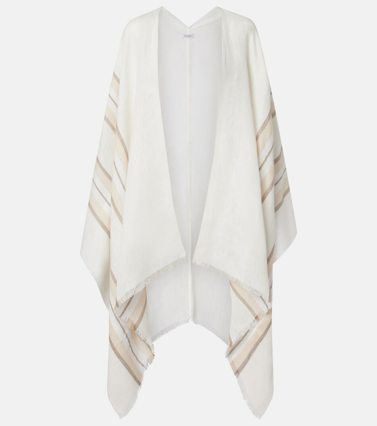 Brunello Cucinelli Striped linen, cashmere, and silk poncho