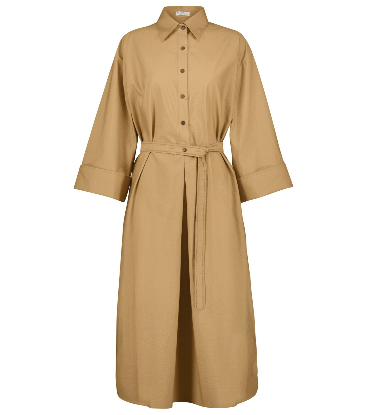 ワンピース BRUNELLO CUCINELLI SLEVELESS SHIRT DRESS IN COTTON BLEND Brunello Cucinelli - Artic Blue Belted Monili Maxi Dress