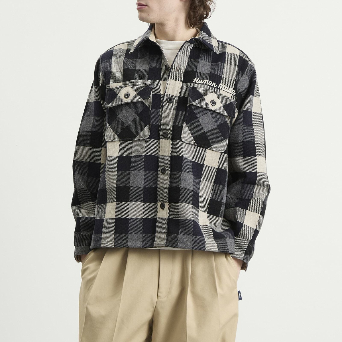 Human Made Men's Wool Check Shirt Jacket in Black Human Made Human Made Men's Wool Check Shirt Jacket in Black Human Made