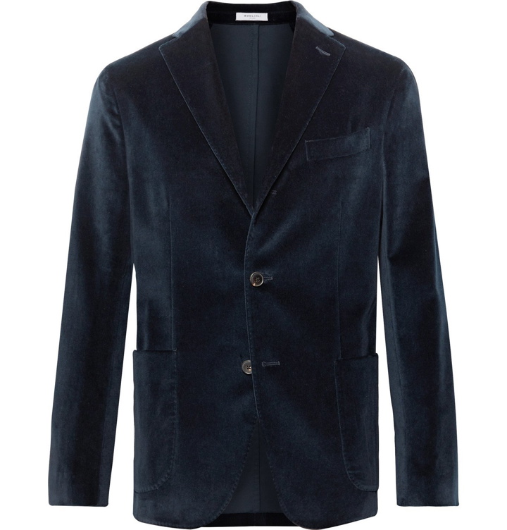 Photo: Boglioli - Midnight-Blue K-Jacket Slim-Fit Unstructured Cotton-Blend Velvet Blazer - Blue