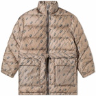 Wooyoungmi Men's All Over Logo Puffer Jacket in Beige/Black