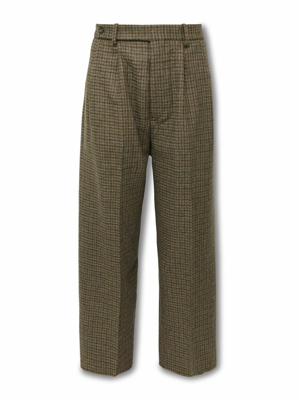 Photo: BODE - Morris Pleated Straight-Leg Houndstooth Wool Trousers - Brown