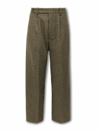 BODE - Morris Pleated Straight-Leg Houndstooth Wool Trousers - Brown