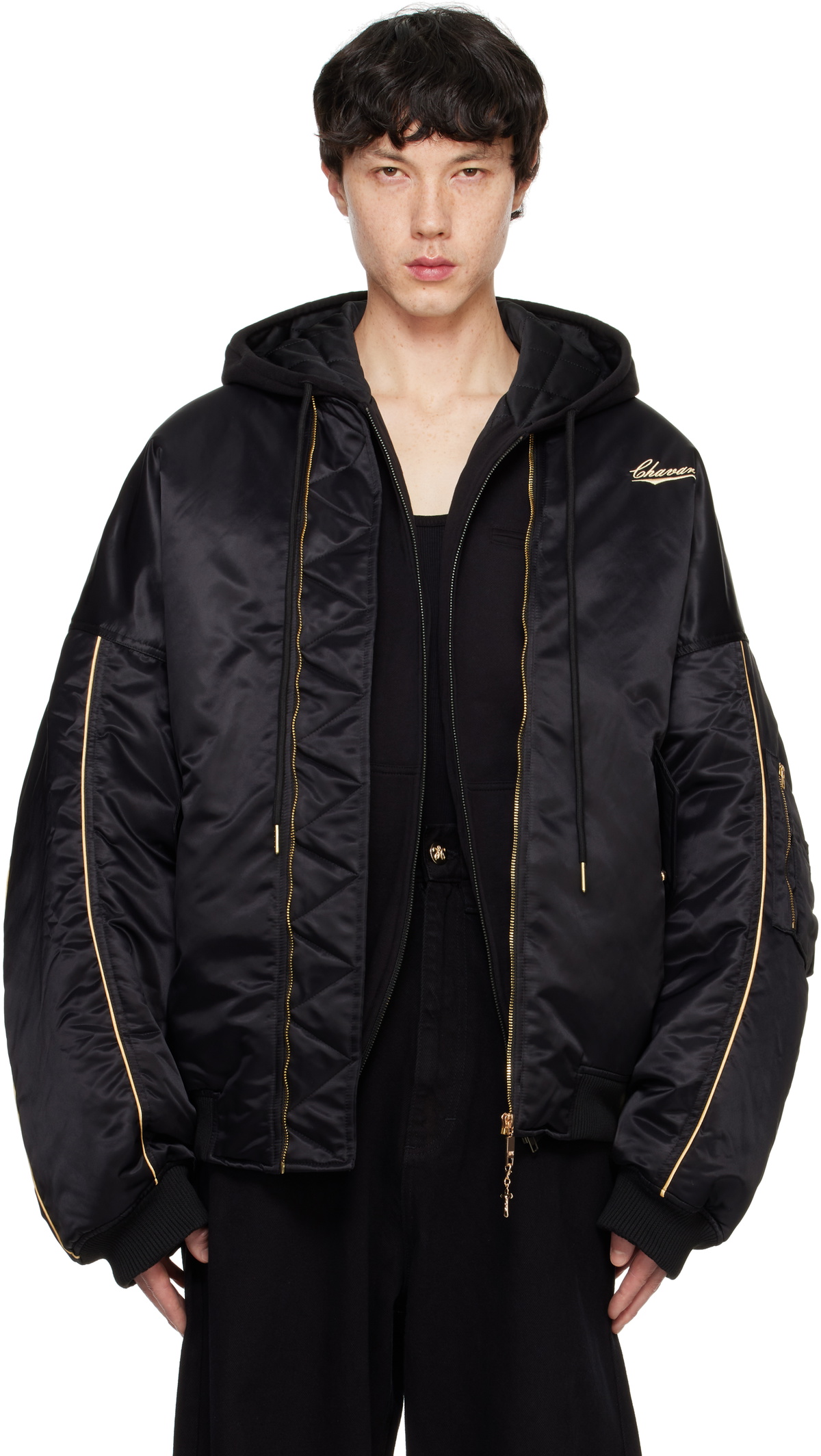 WILLY CHAVARRIA Black Bad Boy Bomber Jacket