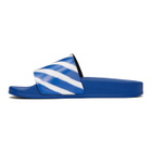 Off-White Blue and White Diagonal Stripes Slides