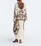La DoubleJ Twin Flame printed silk twill midi dress