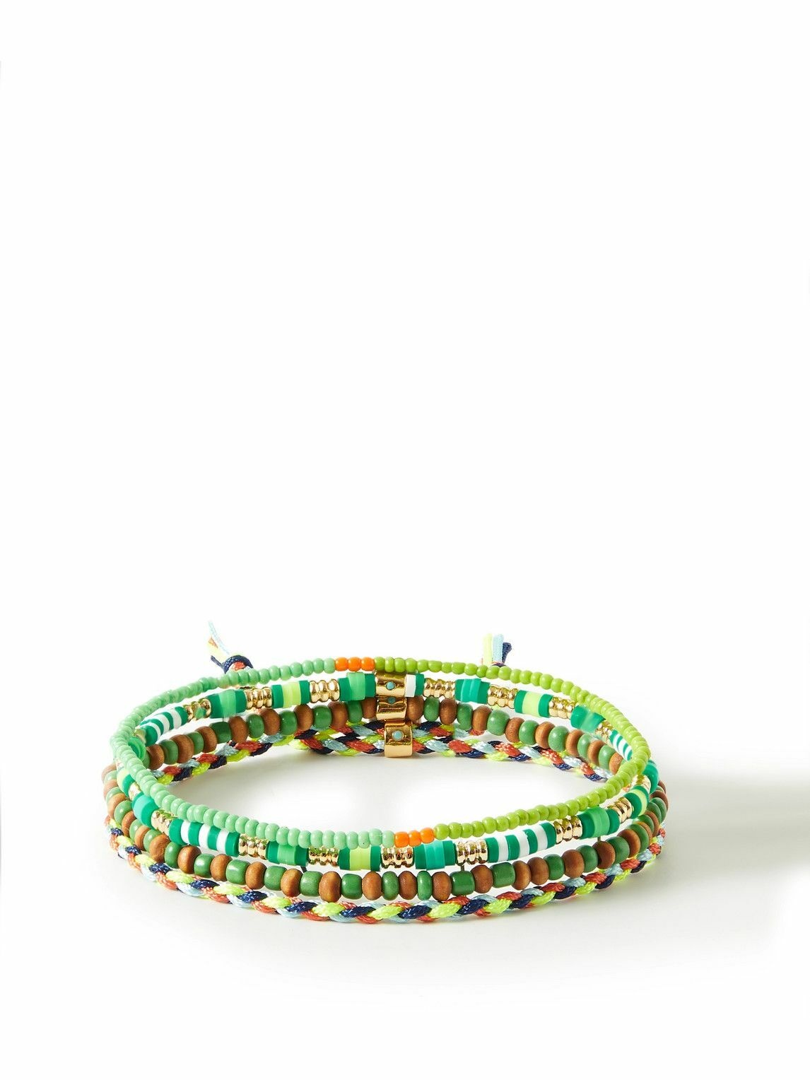 Photo: Roxanne Assoulin - Bunch Set of Four Cord, Enamel, Wood and Gold-Tone Beaded Bracelets