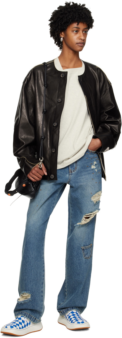 ADER error Black Rio Leather Jacket