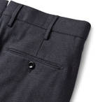 Incotex - Navy Slim-Fit Puppytooth Brushed Cotton-Blend Trousers - Blue