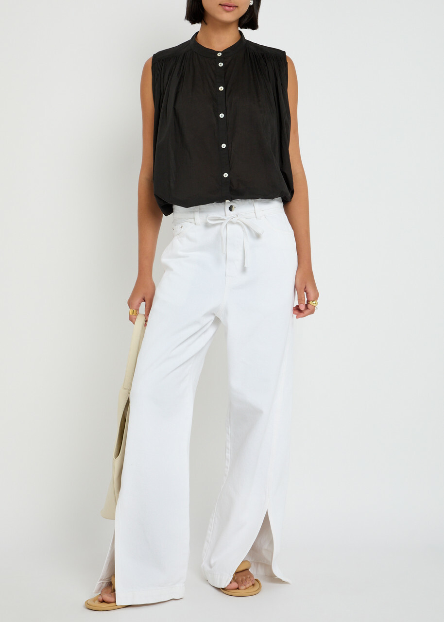 Skall Studio Louise Pleated Cotton Blouse Black