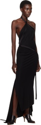 AARON ESH Black Asymmetric Halter Maxi Dress