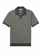 Mr P. - Striped Cotton Polo Shirt - Green