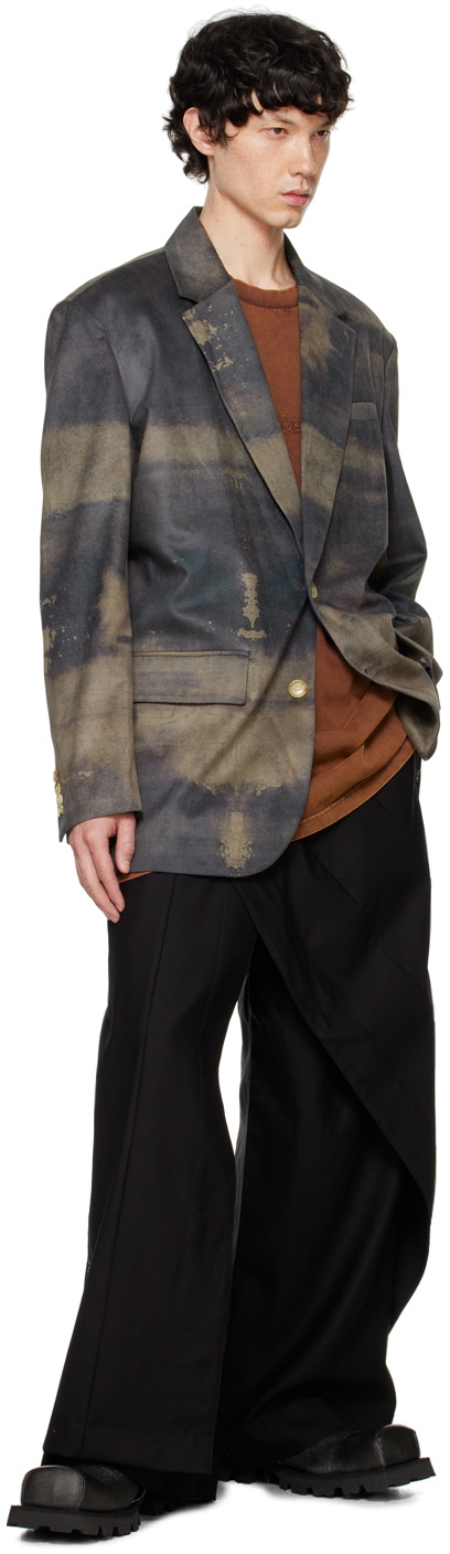 Feng Chen wangスラックス Feng Chen Wang Black Oversize Skirt Trousers Feng Chen Wang