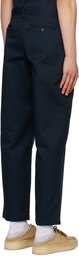 Noah Navy Double-Pleat Trousers