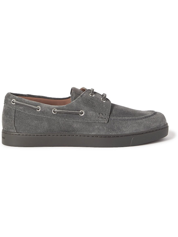 Photo: Gianvito Rossi - Leather-Trimmed Suede Boat Shoes - Gray