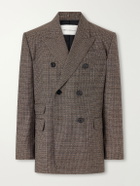 AMI PARIS - Double-Breasted Houndstooth Virgin Wool Blazer - Brown